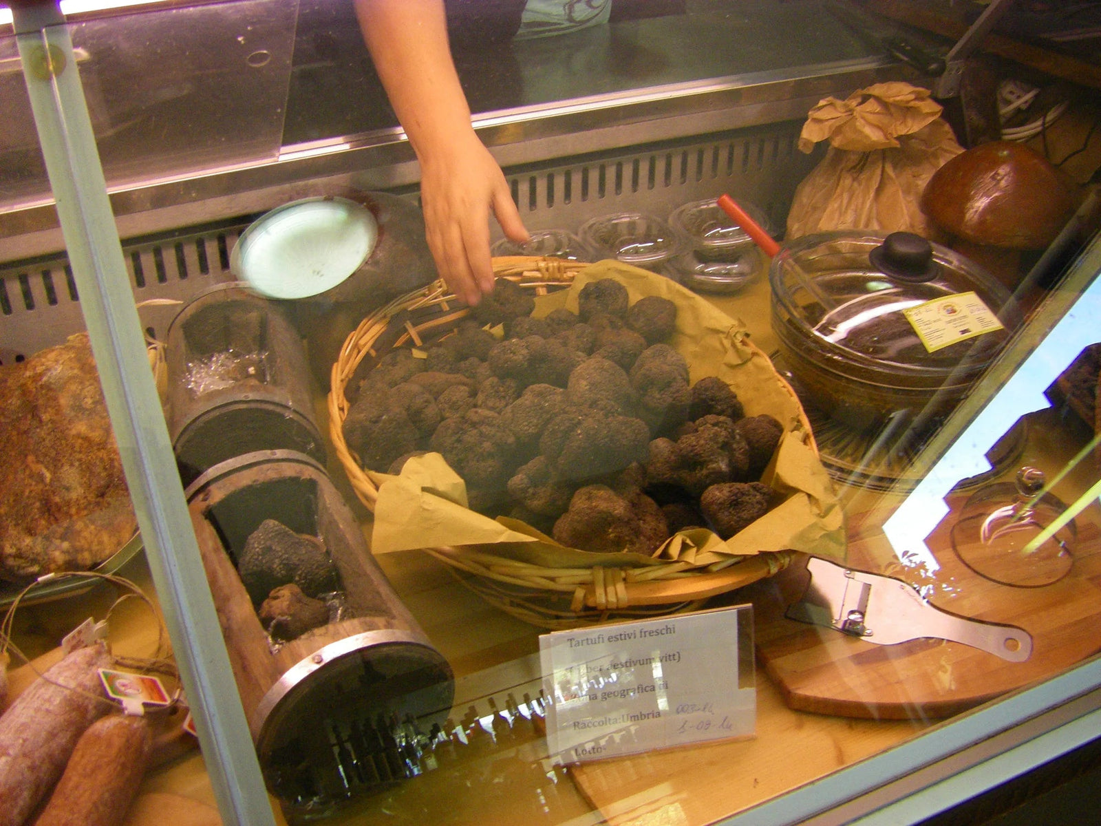 Fresh black truffles in paper, just dug in Umbria