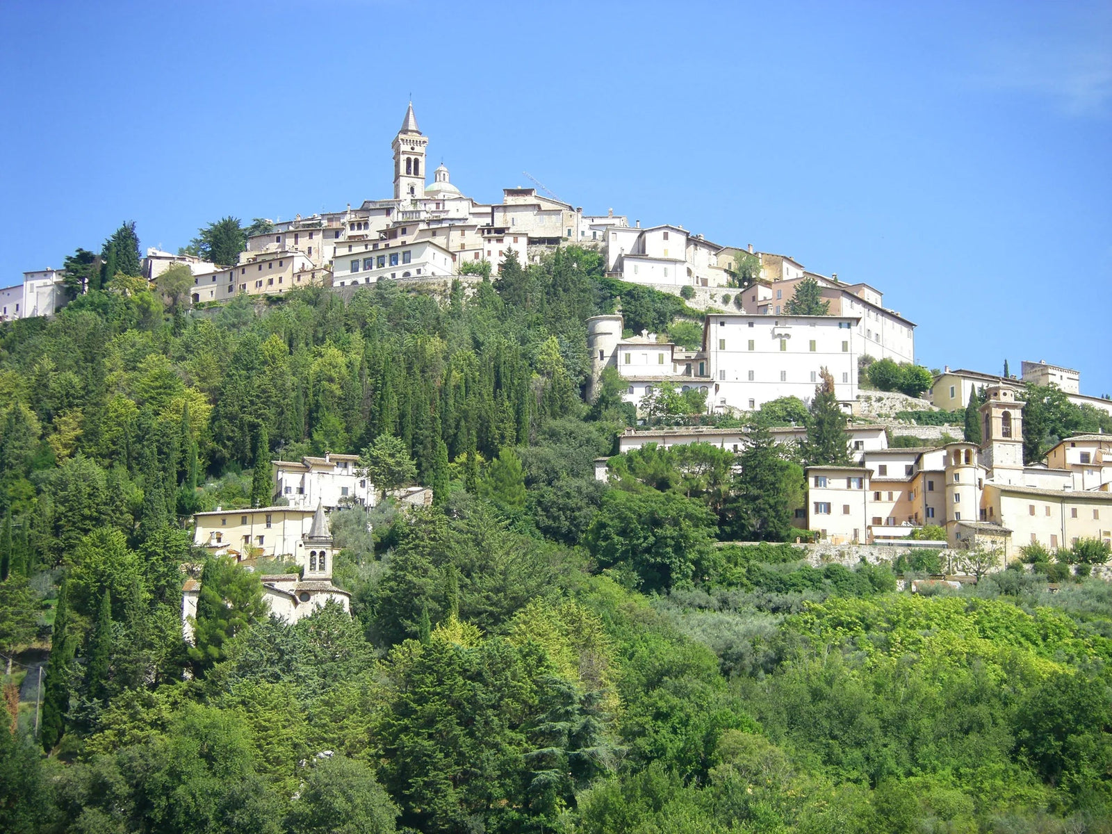 Umbrian hilltop town with stone buildings