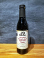 JD Gourmet Bourbon Barrel Aged Balsamic Vinegar Private Stock bottle, dark balsamic aged in a bourbon barrel